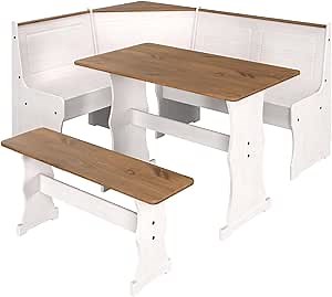 OS Home and Office Furniture Solid Pine Corner Dining Booth in White