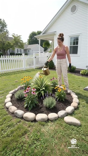 DIY Circular Flower Bed Makeover 🌸 | Easy Front Yard Landscaping Idea