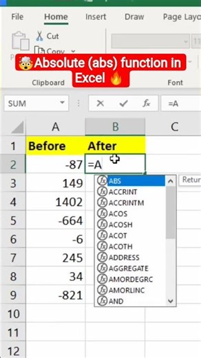 🤯🔢 Excel ABS (Absolute) Function 2026 | Minus Value Ko Plus Me Kaise Badle? 💡#kge #viral #abs