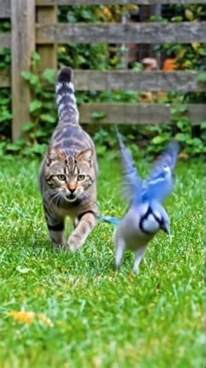 Cat Chasing Bird Then Catches It #cat #cats #catvideos