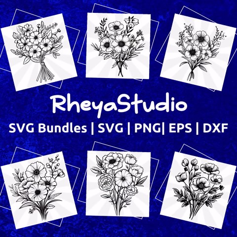 115 Flower Bouquet SVG Bundle, Floral Bouquet SVG, Flower Svg - Digital Download Svg, Png, Dxf, Eps, Svg Files for Cricut - Etsy