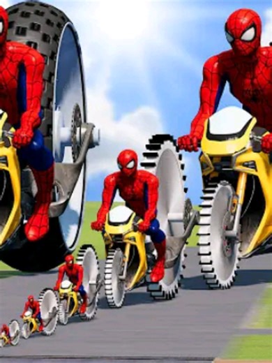 Spiderman Motorcycle Showdown: Giant Wheel vs Train