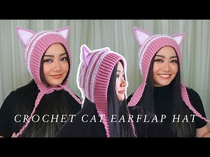How to Crochet a Cat Earflap Hat Tutorial