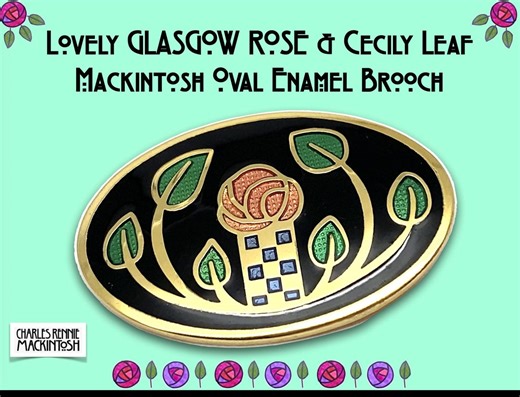 Classic Red & Green Mackintosh Glasgow Rose Enamel Brooch - Etsy