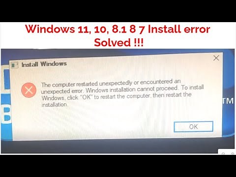 windows install error the computer restarted unexpectedly or encountered an unexpected error