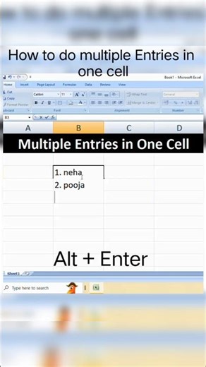 How to do Multiple Entries in One Cell 👍✅ #excel #shortcut #shorts #yt #ytshort