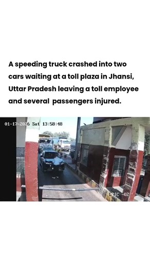 Hunky Media | News | Entertainment on Instagram: "The incident occurred at the Semri Toll Plaza on the Kanpur Highway under the jurisdiction of Moth police station on Saturday at around 2:00 pm and was captured on CCTV cameras installed at the plaza. According to the footage, two cars were halted at the toll booth when the FASTag scanner malfunctioned. A toll employee stepped forward to manually scan the tag on one of the vehicles. While he was carrying out the scan, a high-speed truck approache