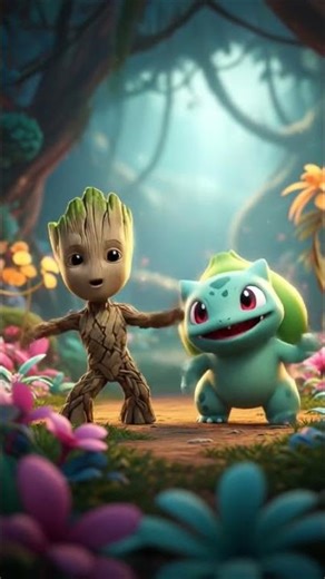Baby Groot & Bulbasaur Getting Down #youtubeshorts