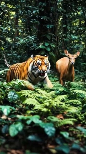 Tiger chasing deer 🦌