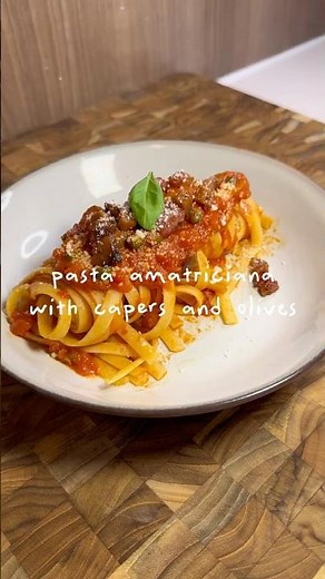 Pasta Amatriciana with Capers and Olives