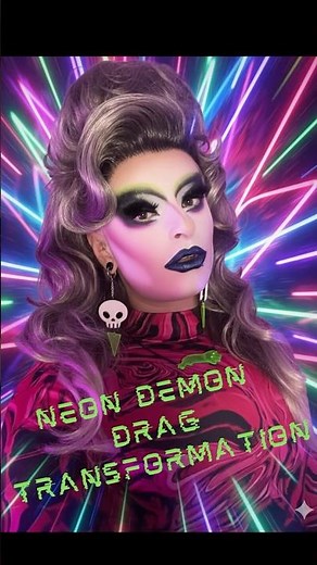 Neon Demon Drag Makeup Transformation 💚🩷 #makeupshorts