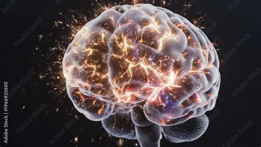 Instead of slow deep-sleep waves, neural networks keep firing rapidly, especially in worry and planning centers. The brain’s electrical map shows bright scattered activity that refuses to settle