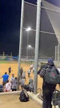 Softball game turned into a total war zone! 😱 #softball #brawl #fight