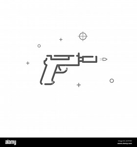 Silenced pistol simple vector line icon. Symbol, pictogram, sign. Light background. Editable stroke Stock Vector Image & Art - Alamy