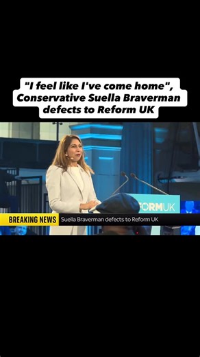 Umars Soundz on Instagram: "Suella Braverman has defected from the Conservatives to Reform UK. “I feel like I’ve come home,” she told an audience of veterans at a Reform event, after being introduced by party leader Nigel Farage. Braverman has been the MP for Fareham and Waterlooville in Hampshire since 2015 and served as home secretary in the Conservative governments of Liz Truss and Rishi Sunak. (Content and Caption via @skynews)"