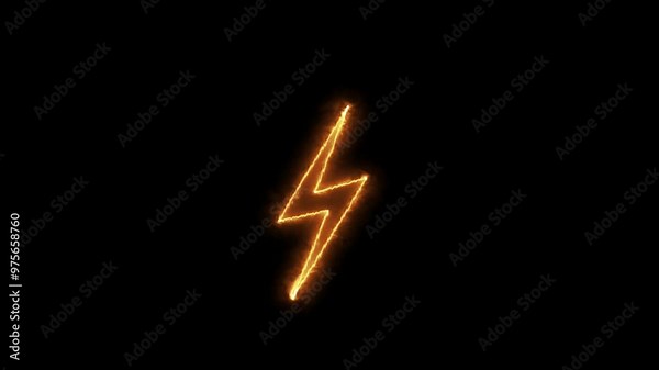 Glowing core neon flickering lightning bolt, Flash icon. Charge flash icon. Thunder blinking bolt. Lighting strike and bolt sign