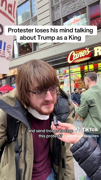 Protester Reacts to Trump Not Being a King