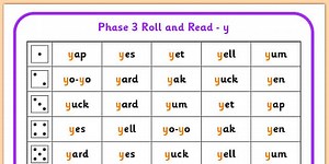 Phase 3 /y/ Phoneme Roll and Read Mat