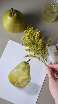 🍐Watercolor Pear Painting Tutorial💛 #watercolorpainting #pearpainting #watercolorforbeginners