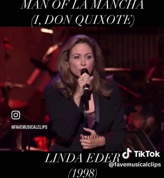 Performance of the Day 🎶 Man of La Mancha - Linda Eder - Man of La Mancha (I, Don Quixote) - My Favorite Broadway: The Leading Ladies (1998) #lindaeder #manoflamancha #classictv #classictelevision #classicfilm #classicfilms #classicmovie #classicmovies #musical #musicaltheatre #musicaltheater #broadway #broadwaymusical #broadwaymusicals #westend #westendtheatre #jekyllandhyde #scarletpimpernel #civilwar #camilleclaudel #cyranodebergerac #peterpan #hamilton #wicked #phantomoftheopera #earworm #s