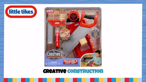 Little Tikes Creative Construction Measure & Cut Set with 5 Accessories, Pretend Play Construction Set, for Boys and Girls Ages 3+ Years