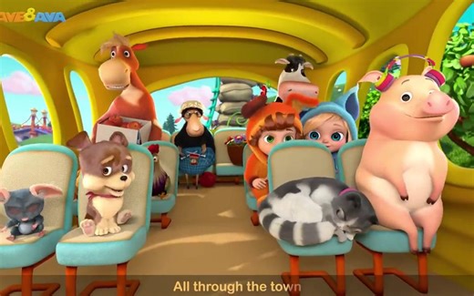 ◤英文动画歌谣◥The Wheels on the Bus - Animal Sounds Song/巴士上的轮子 - 动物的歌声_童谣和婴儿歌曲