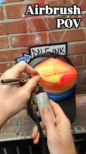 POV airbrushing a sunset design on a hat 🌴☀️🌊🧢 | Dale the Airbrush Guy