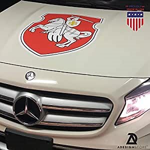Belarus Pagonya Flag Car Decal Sticker - White Knight Large Belarus Wall Sticker - White Red White Flag Wrap - Freedom Pagonia Coat of Arms symbol Vehicle Window Door Belarus Sticker - Погоня Беларусь