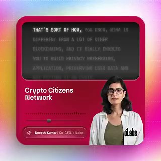 Why settle for public-by-default? o1Labs Co-CEO @deepthiskumar8 explains how Mina’s ZK architecture allows developers to build applications that protect user data by keeping it off-chain, verified only by a proof.Full interview with @CCNCitizens: https://t.co/Qa8CQ9BsmY