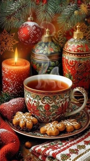 Create a 12-second cozy winter close-up video inspired by the reference image. A warm latte cup s...