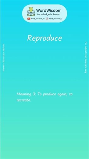 What does "Reproduce" mean? | English vocabulary shorts | #reproduce #wordwisdom