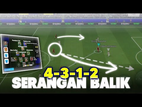 Coba formasi default 4-3-1-2 Gaya Main Long Ball Counter di eFootball Mobile ⚽️