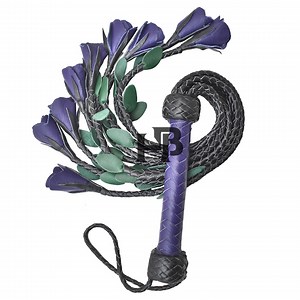 Genuine Cowhide Leather BDSM Flogger With 9 Braided Tails | Heavy Spanking Flogger | Handmade Bondage Whip Purple Roses - Etsy UK