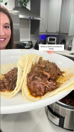 Easy crockpot Birria tacos for a high protein dinner!