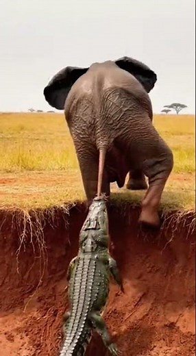 Crocodile Attacks Elephant’s Tail 😱🐊🐘 | Wild River Encounter