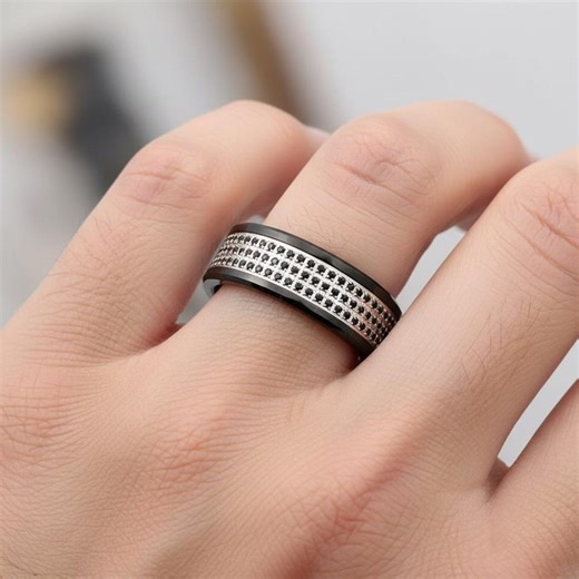 Black Tungsten Carbide Wedding Band, CZ Diamond Ring, Anniversary Ring, Men's Ring, Engagement Ring, Valentine's Gifts, Proposal Ring, Gifts - Etsy