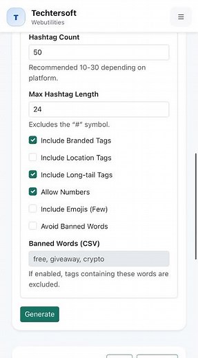 Hashtag Generator AI by Techtersoft.