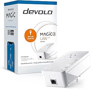 devolo Magic 2 LAN Powerline Add-on | 2000 Mbps | G.hn Wave 2 | 1 Passthrough Adapter | 1x Gb LAN Ports | Plug & Play | 1,600 ft. Coverage | Expand your existing devolo Magic network