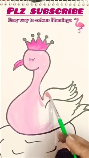 Easy way to colour Flamingo Picture 🦩✨😊 #shorts #youtube #art #trending 😊😊😊