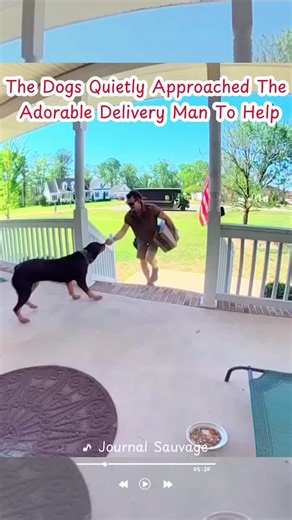 Dogs Help Delivery Man in Heartwarming Encounter
