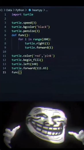 Draw A heart Using Python. Save it and Share it #pythontricks #geekycodes