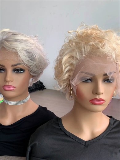 short wave human hair#blonde