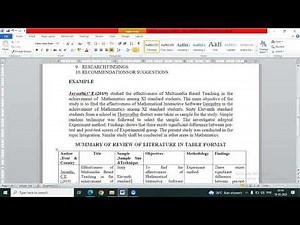 WRITING REVIEW OF LITERATURE IN TABLE FORMAT