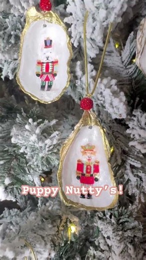 Puppy Nutcracker Oyster Shell Ornaments! #diordesignanddecor #shellart #holidaydiy