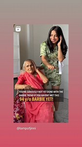 6.9K views · 24 reactions | Age is just a number and this grandma is proof! Watch our adorable Grandma slay the Barbie trend with her timeless and oh-so-chic flair! @lampofjinni #barbie #barbietrend #stylingvideo #grandmotherthatlovesfashion #explore | Femina | Facebook