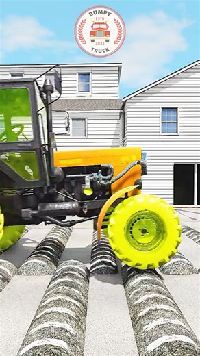 BeamNG.drive Truck #18 TRACTOR TRUCK with CARGO TRAILER & ARTICULATED BUS vs. ZIG-ZAG SPEED BUMPS!