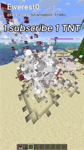 1 Subscriber = 1 TNT Exploding! 🧨 #minecraft