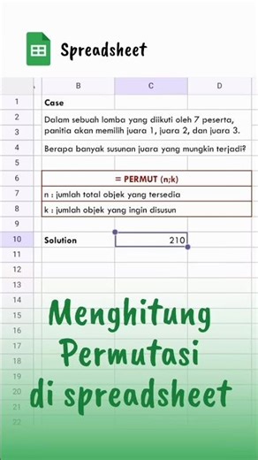 PERMUT - Formula untuk menghitung permutasi di #excel #spreadsheet