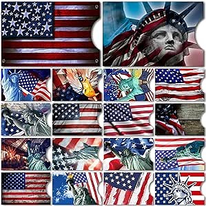 Estune RFID Blocking Wallet, 54 Pcs Credit Card Protectors, Anti Theft Credit Card Holder, Waterproof, American Flag Design, Unisex