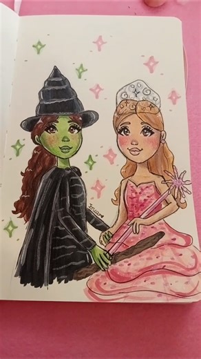 drawing elphaba and glinda (wicked) ♡ #wicked2 #art #drawingprocess #drawing #drawingideas